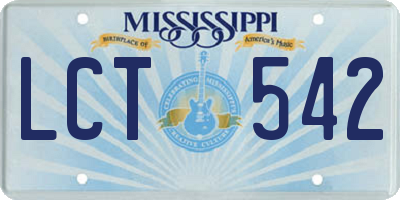 MS license plate LCT542