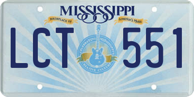 MS license plate LCT551