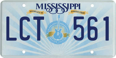 MS license plate LCT561