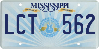 MS license plate LCT562