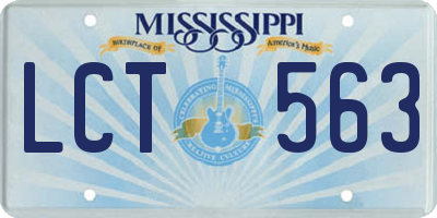 MS license plate LCT563
