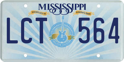 MS license plate LCT564
