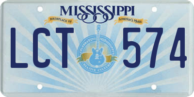 MS license plate LCT574