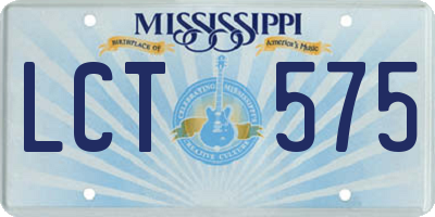 MS license plate LCT575