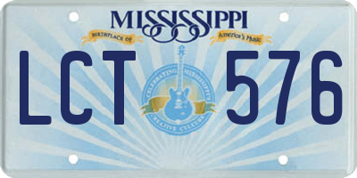 MS license plate LCT576