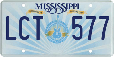 MS license plate LCT577