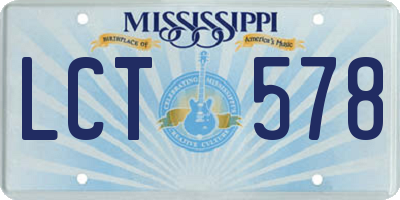 MS license plate LCT578