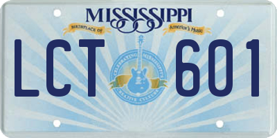 MS license plate LCT601