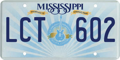MS license plate LCT602