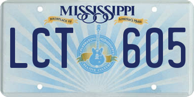 MS license plate LCT605