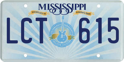 MS license plate LCT615