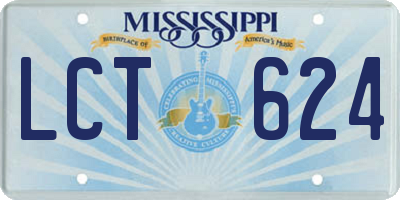 MS license plate LCT624