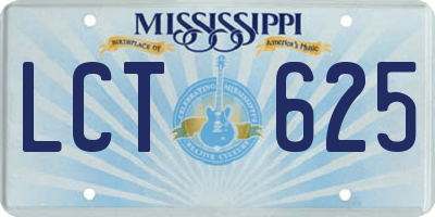MS license plate LCT625