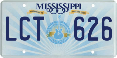 MS license plate LCT626