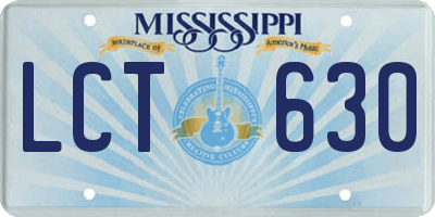 MS license plate LCT630