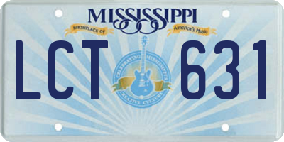 MS license plate LCT631