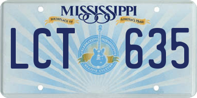 MS license plate LCT635