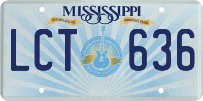 MS license plate LCT636