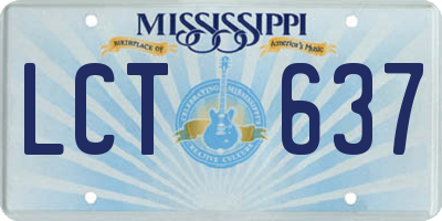 MS license plate LCT637