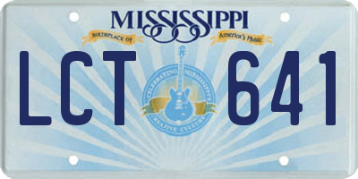 MS license plate LCT641