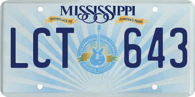 MS license plate LCT643