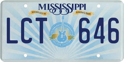 MS license plate LCT646