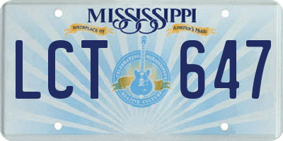 MS license plate LCT647