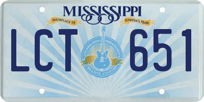 MS license plate LCT651