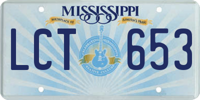 MS license plate LCT653