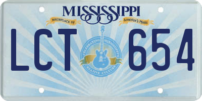 MS license plate LCT654