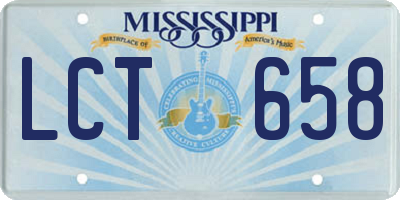 MS license plate LCT658