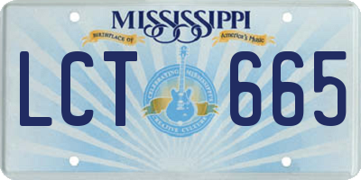 MS license plate LCT665