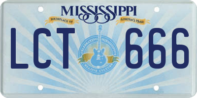 MS license plate LCT666