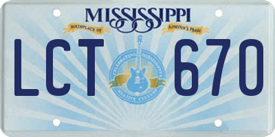 MS license plate LCT670