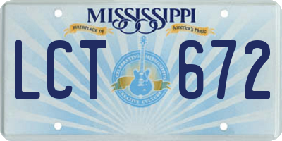 MS license plate LCT672