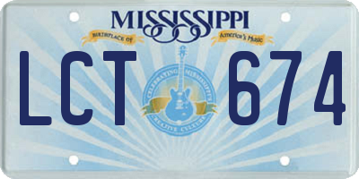 MS license plate LCT674