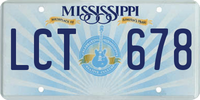 MS license plate LCT678