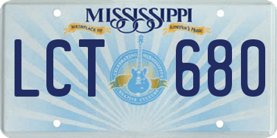 MS license plate LCT680