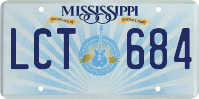 MS license plate LCT684