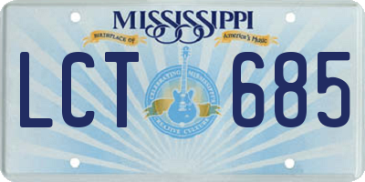 MS license plate LCT685