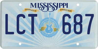 MS license plate LCT687