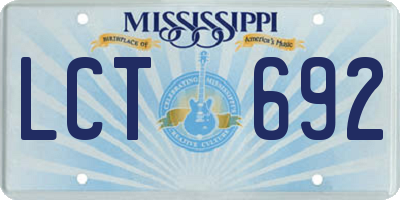 MS license plate LCT692