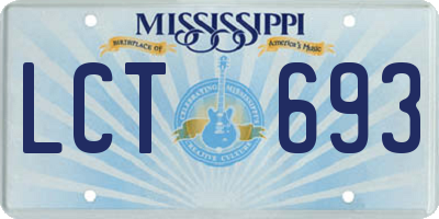 MS license plate LCT693