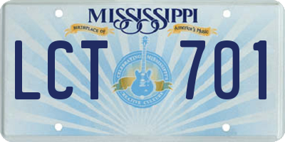 MS license plate LCT701