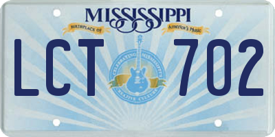 MS license plate LCT702