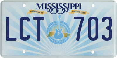 MS license plate LCT703