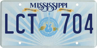 MS license plate LCT704