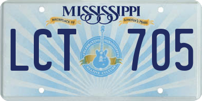 MS license plate LCT705