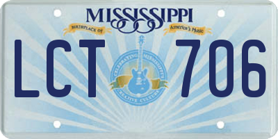MS license plate LCT706