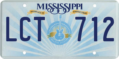 MS license plate LCT712